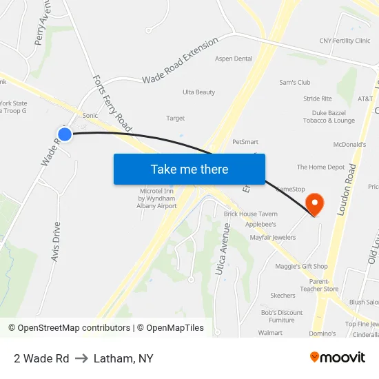 2 Wade Rd to Latham, NY map
