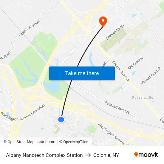 Albany Nanotech Complex Station to Colonie, NY map