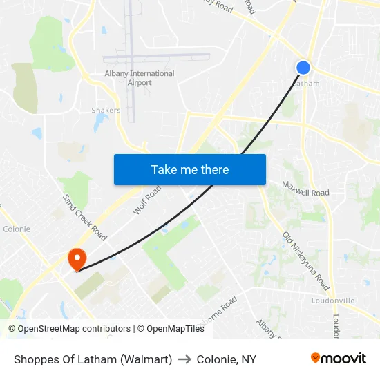 Shoppes Of Latham (Walmart) to Colonie, NY map