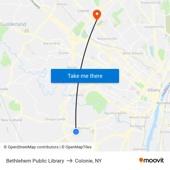 Bethlehem Public Library to Colonie, NY map