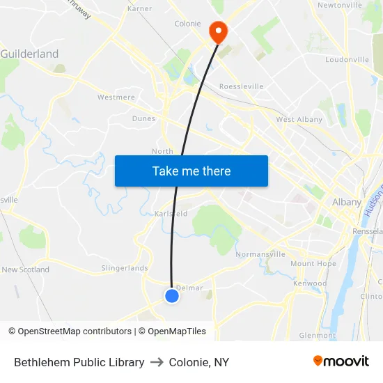 Bethlehem Public Library to Colonie, NY map