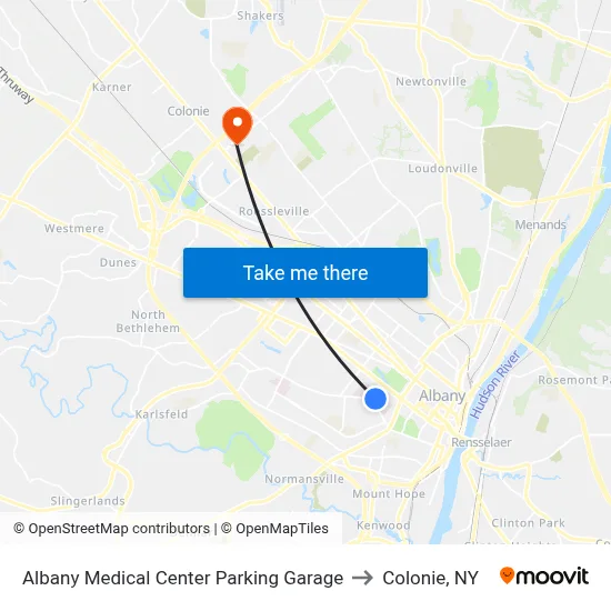 Albany Medical Center Parking Garage to Colonie, NY map