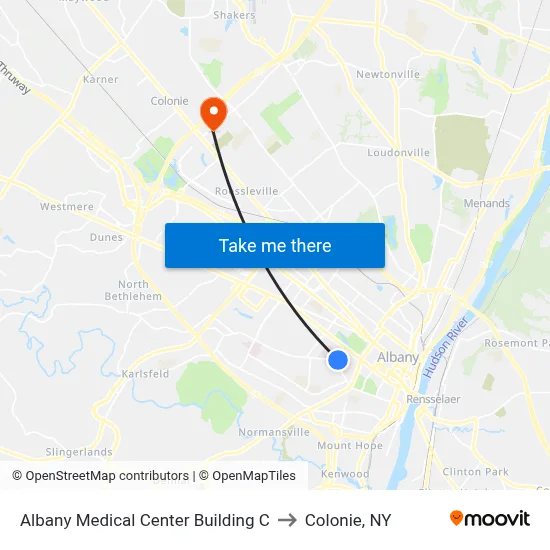 Albany Medical Center Building C to Colonie, NY map