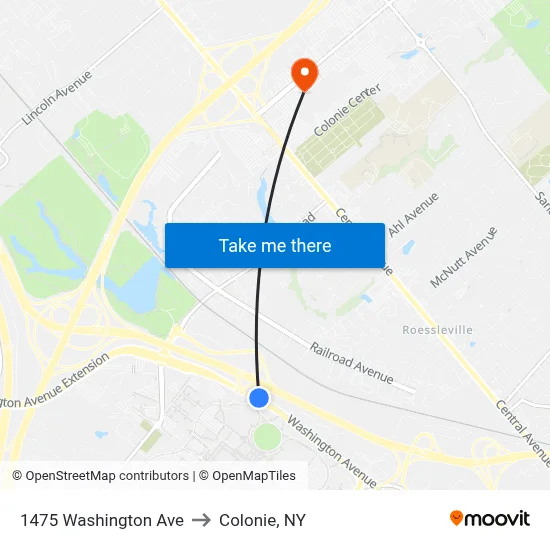1475 Washington Ave to Colonie, NY map
