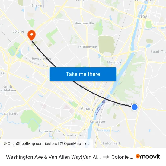 Washington Ave & Van Allen Way(Van Allen Apts.) to Colonie, NY map