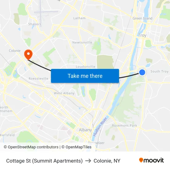 Cottage St (Summit Apartments) to Colonie, NY map