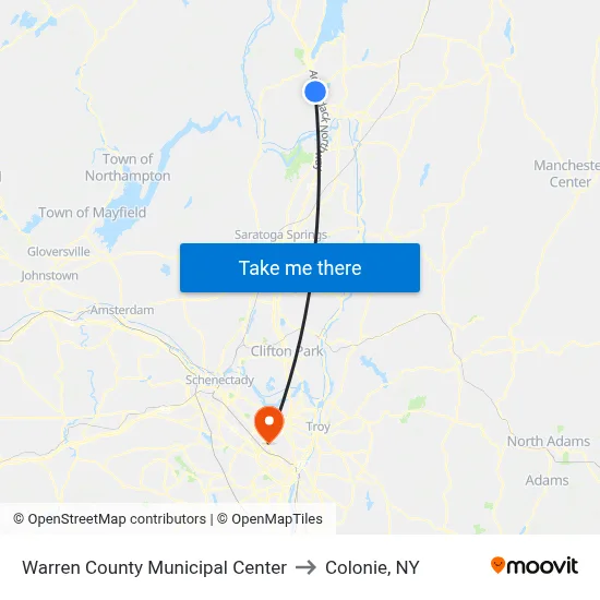 Warren County Municipal Center to Colonie, NY map