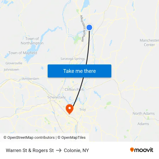 Warren St & Rogers St to Colonie, NY map
