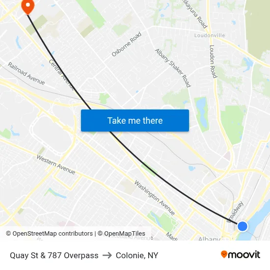 Quay St & 787 Overpass to Colonie, NY map