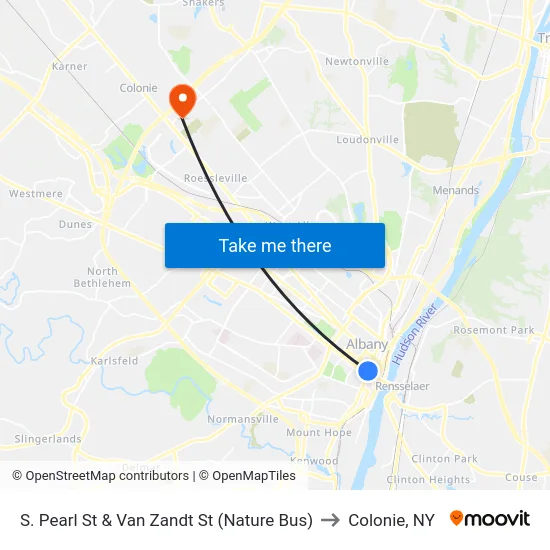 S. Pearl St & Van Zandt St (Nature Bus) to Colonie, NY map