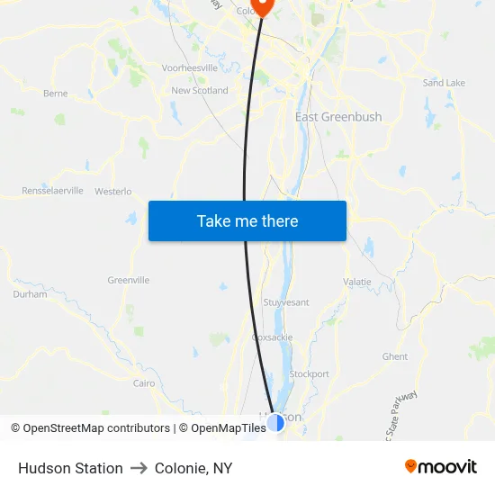 Hudson Station to Colonie, NY map