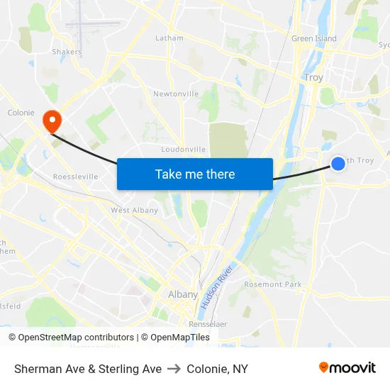 Sherman Ave & Sterling Ave to Colonie, NY map