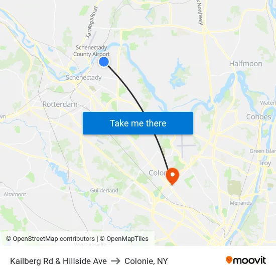 Kailberg Rd & Hillside Ave to Colonie, NY map
