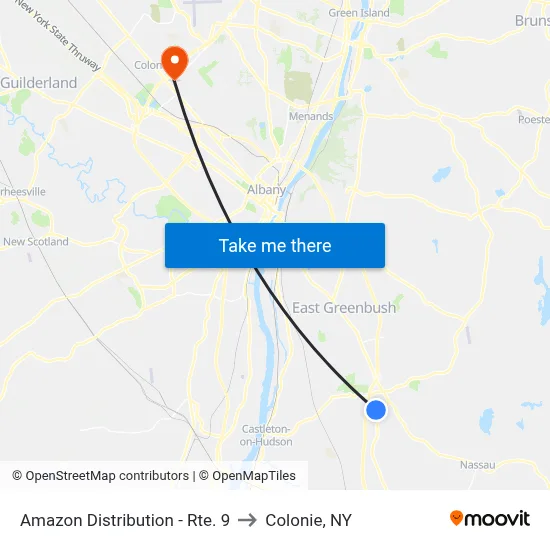 Amazon Distribution - Rte. 9 to Colonie, NY map