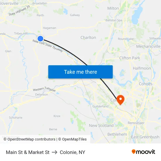 Main St & Market St to Colonie, NY map