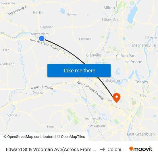 Edward St & Vrooman Ave(Across From 60 Edward St) to Colonie, NY map