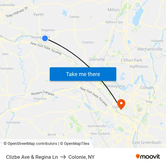 Clizbe Ave & Regina Ln to Colonie, NY map