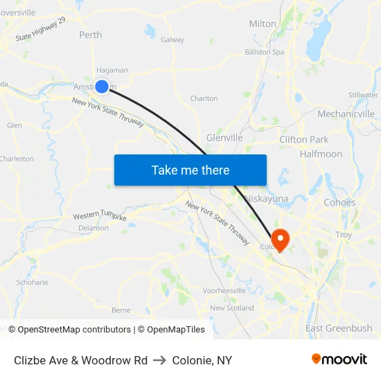 Clizbe Ave & Woodrow Rd to Colonie, NY map