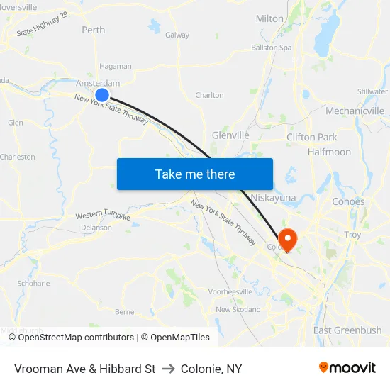 Vrooman Ave & Hibbard St to Colonie, NY map