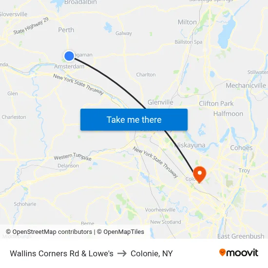 Wallins Corners Rd & Lowe's to Colonie, NY map
