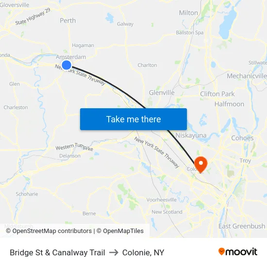 Bridge St & Canalway Trail to Colonie, NY map