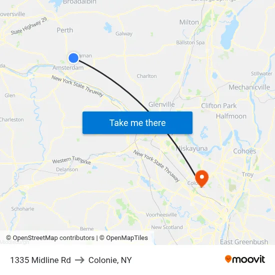 1335 Midline Rd to Colonie, NY map