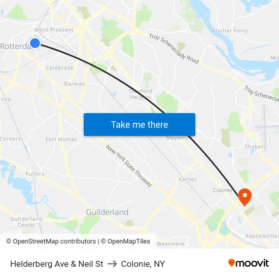 Helderberg Ave & Neil St to Colonie, NY map