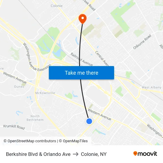 Berkshire Blvd & Orlando Ave to Colonie, NY map