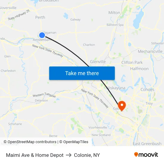 Maimi Ave & Home Depot to Colonie, NY map