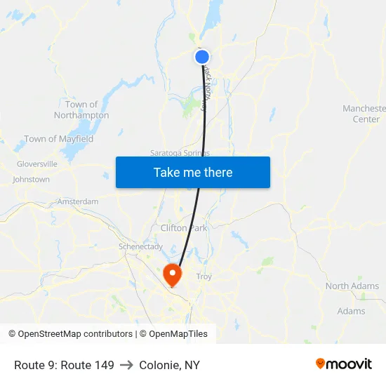 Route 9: Route 149 to Colonie, NY map
