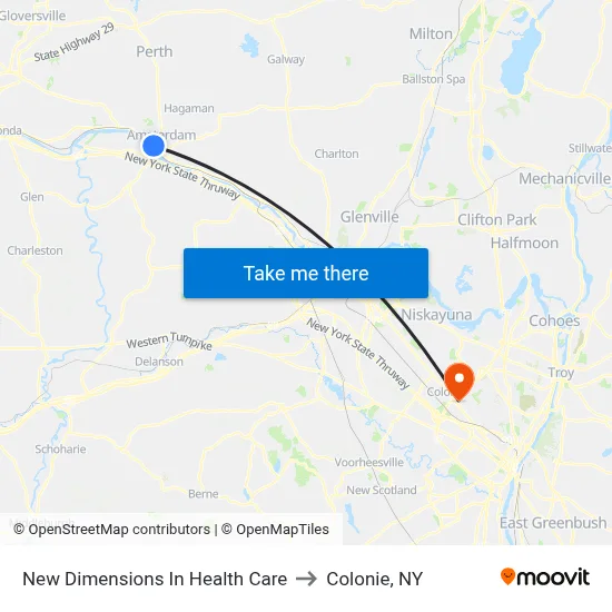 New Dimensions In Health Care to Colonie, NY map