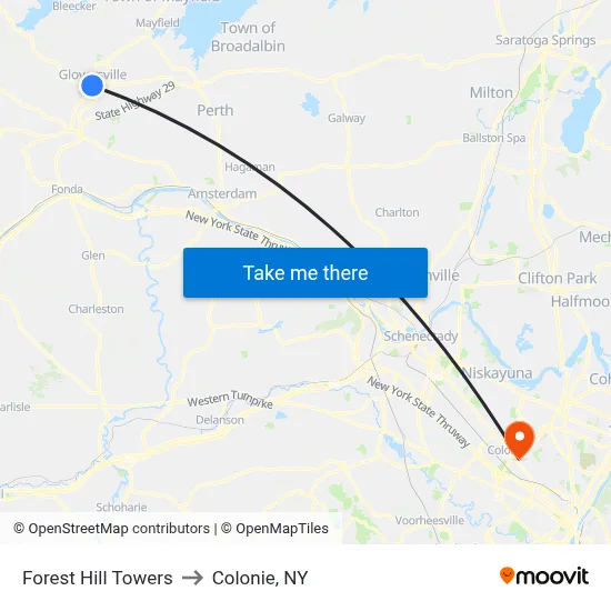 Forest Hill Towers to Colonie, NY map