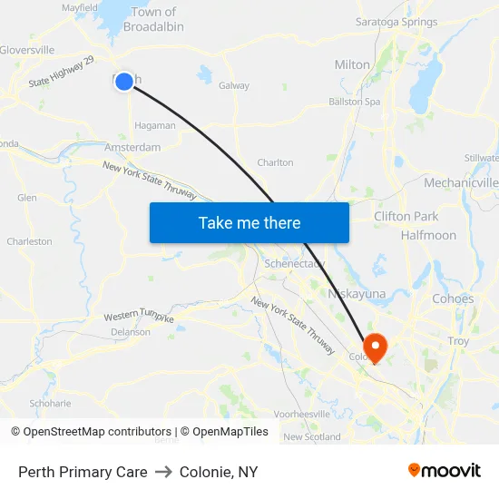 Perth Primary Care to Colonie, NY map