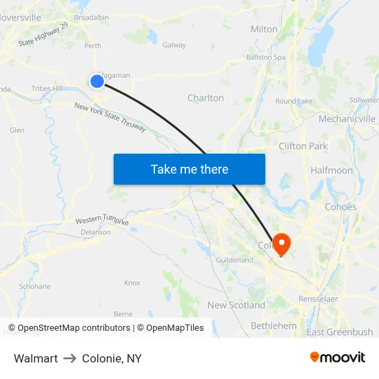 Walmart to Colonie, NY map