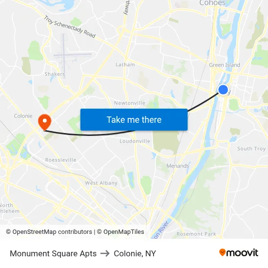Monument Square Apts to Colonie, NY map