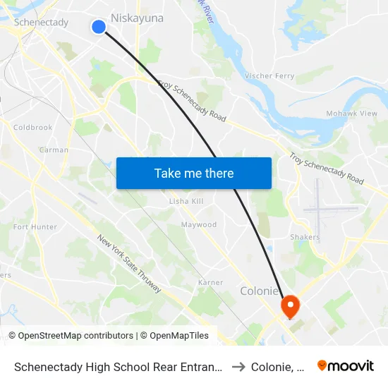 Schenectady High School Rear Entrance to Colonie, NY map