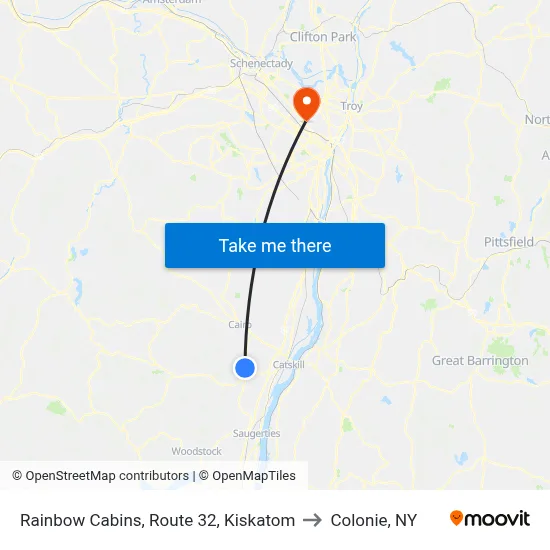 Rainbow Cabins, Route 32, Kiskatom to Colonie, NY map