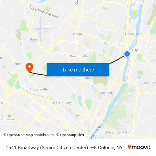 1541 Broadway (Senior Citizen Center) to Colonie, NY map
