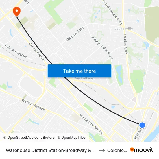 Warehouse District Station-Broadway & Pleasant St to Colonie, NY map
