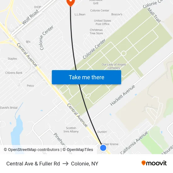 Central Ave & Fuller Rd to Colonie, NY map