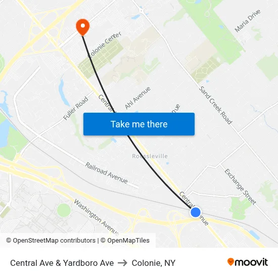 Central Ave & Yardboro Ave to Colonie, NY map