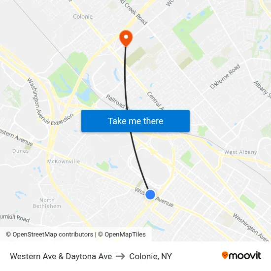 Western Ave & Daytona Ave to Colonie, NY map