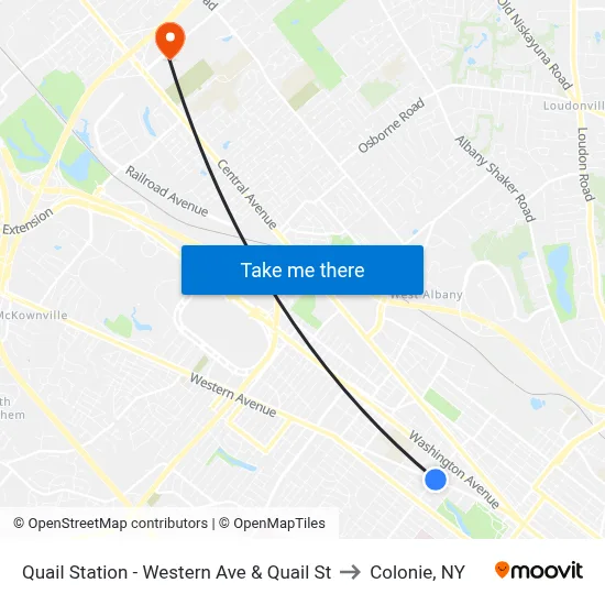 Quail Station - Western Ave & Quail St to Colonie, NY map