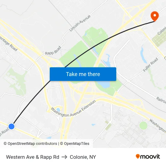 Western Ave & Rapp Rd to Colonie, NY map