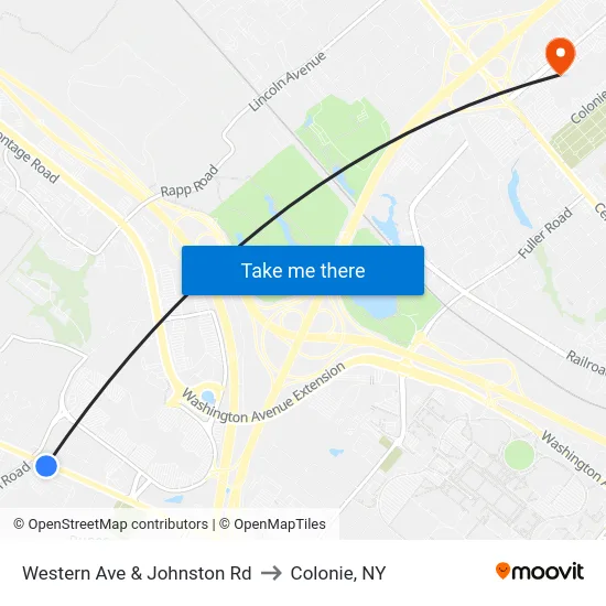 Western Ave & Johnston Rd to Colonie, NY map