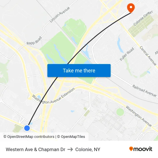 Western Ave & Chapman Dr to Colonie, NY map