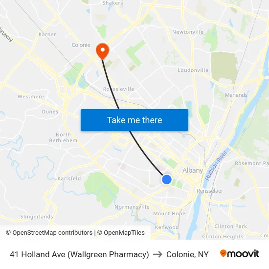 41 Holland Ave (Wallgreen Pharmacy) to Colonie, NY map