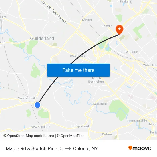 Maple Rd & Scotch Pine Dr to Colonie, NY map