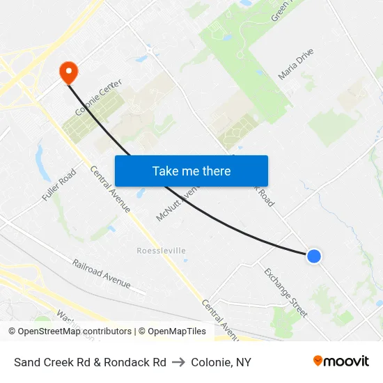 Sand Creek Rd & Rondack Rd to Colonie, NY map