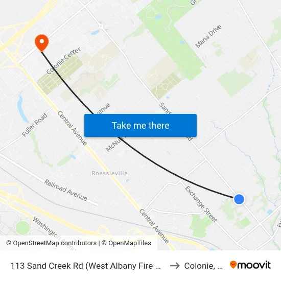 113 Sand Creek Rd (West Albany Fire Dept) to Colonie, NY map